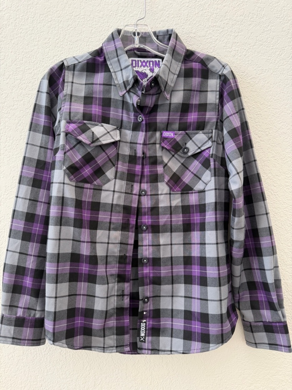 DIXXON Purple and Gray Plaid Button-Up Shirt